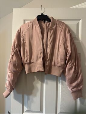 Divided Blush Pink Cropped Bomber Jacket